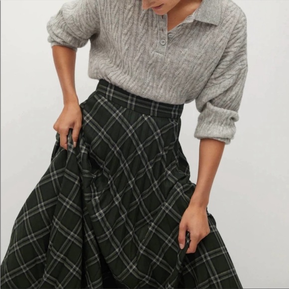NWT Mango pleated tartan/plaid maxi skirt - Picture 3 of 7